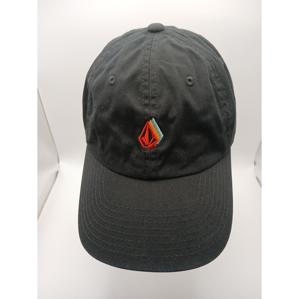 Volcom Full Stone Logo Black Cap Adjustable Strapback Hat Embroidered Logo